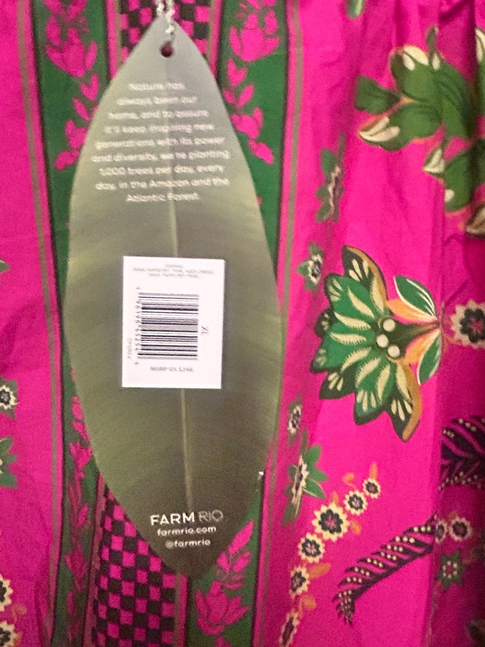 FARM Rio Pink Floral Halter Maxi Dress with Green Accents - Picture 3 of 6